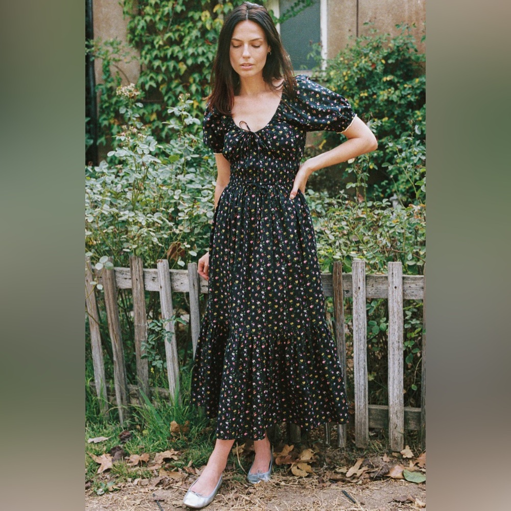 Worn Once! Christy Dawn Brynne Midi Dress in Night Floral Size Small - Sold Out!